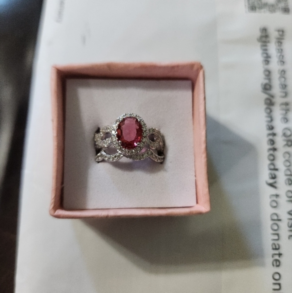 Silver and Ruby Gemstone Set